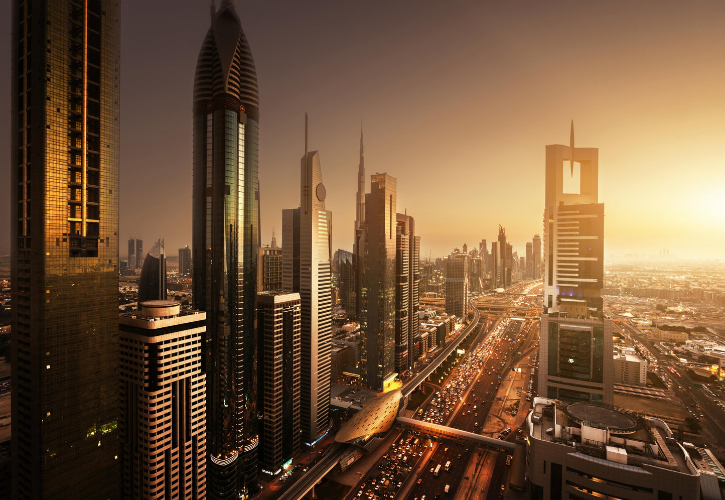 Dubai's Skyline as the Sun Sets