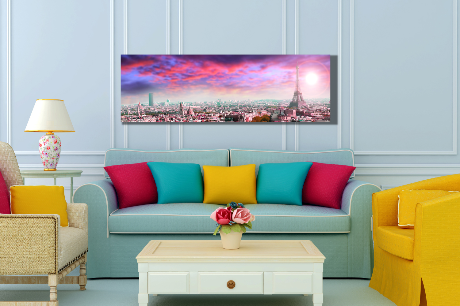 Panoramic Paris canvas Wall Art