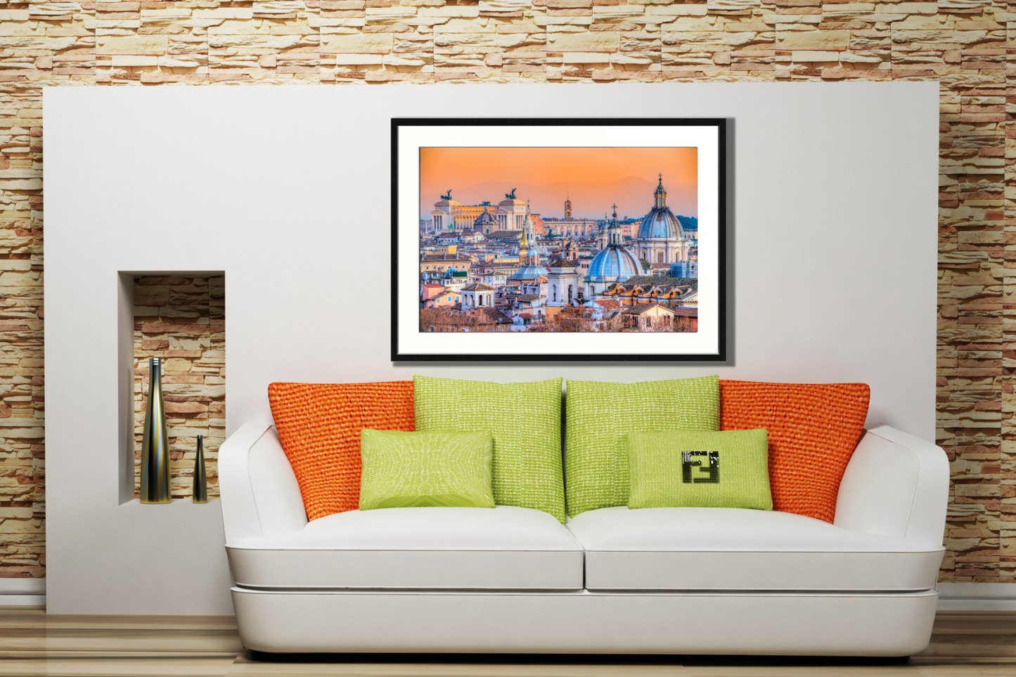 Rome skyline framed canvas picture