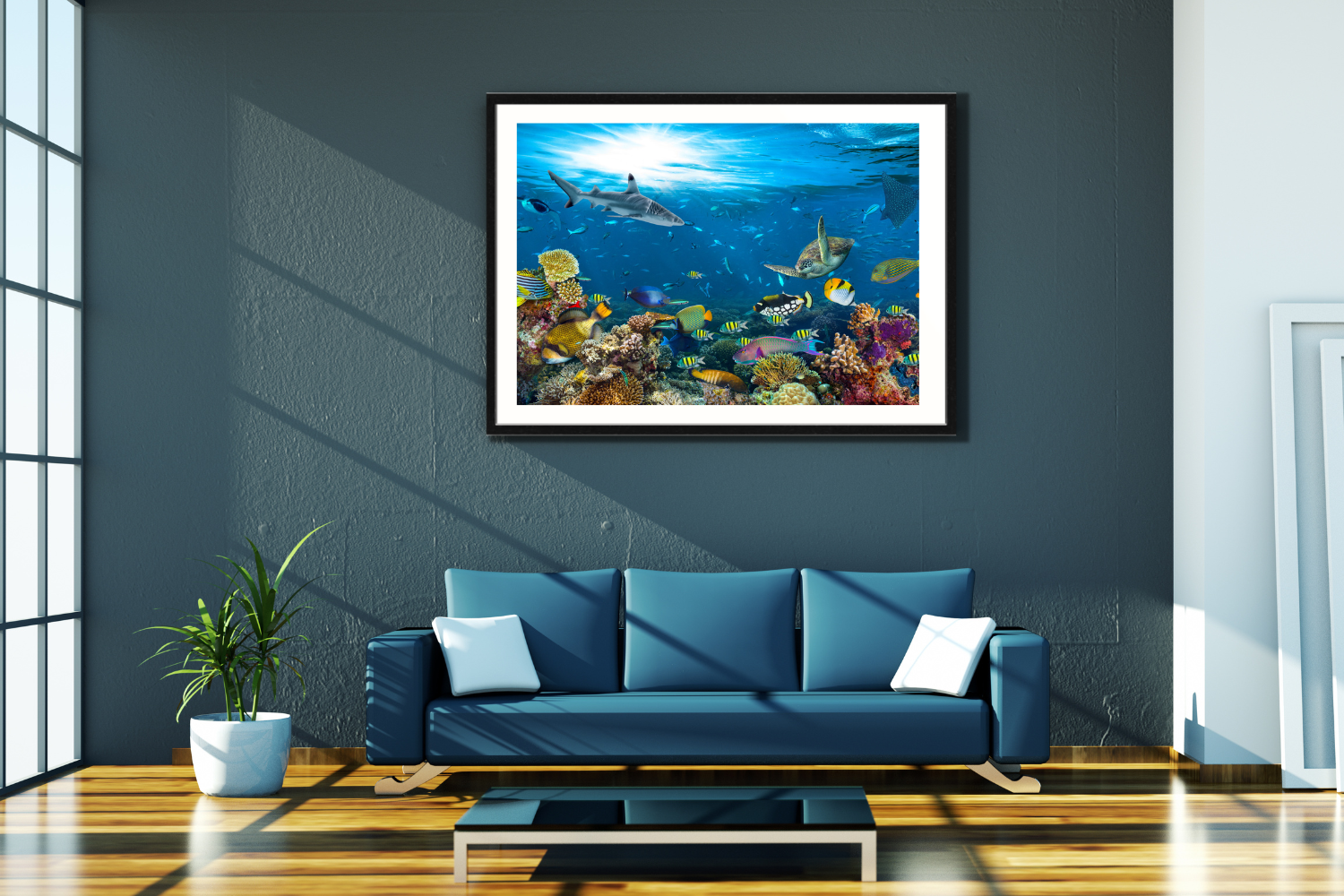 underwater framed canvas picture