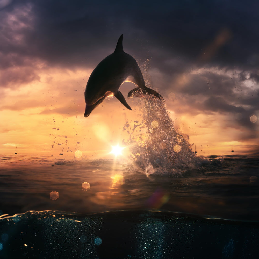 Dolphin Dancing in the Sunset