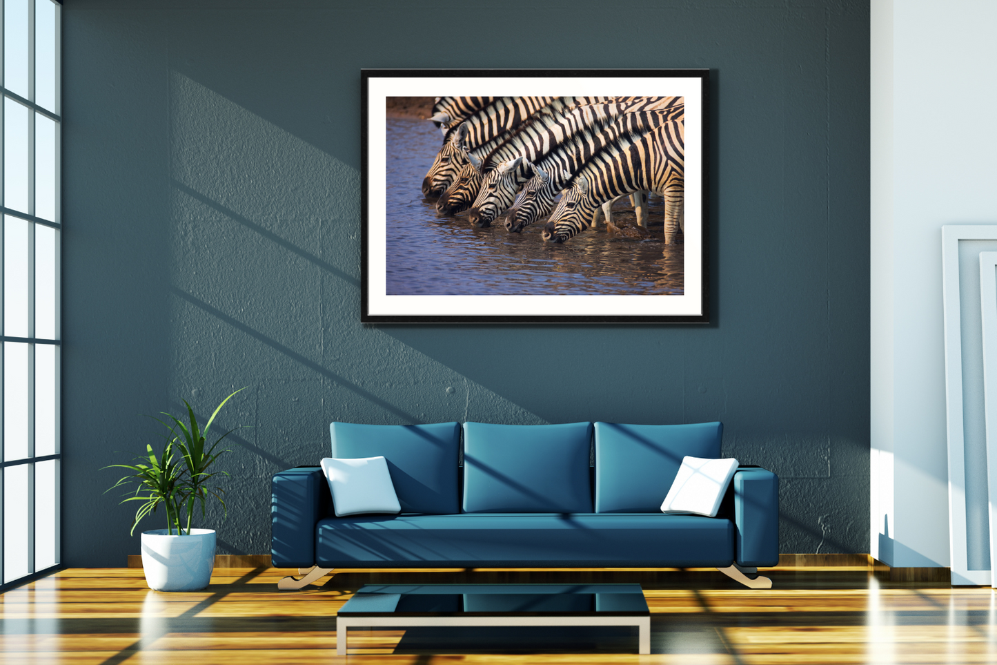 Framed Canvas Wall Art Zebra