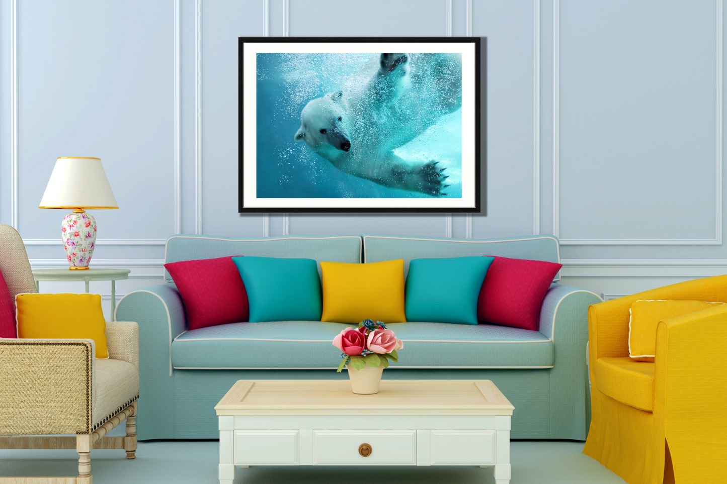 Polar bear framed canvas picture