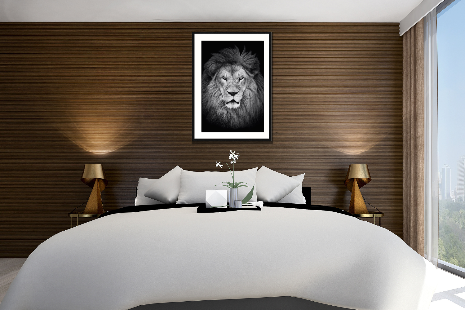 lion framed canvas wall art