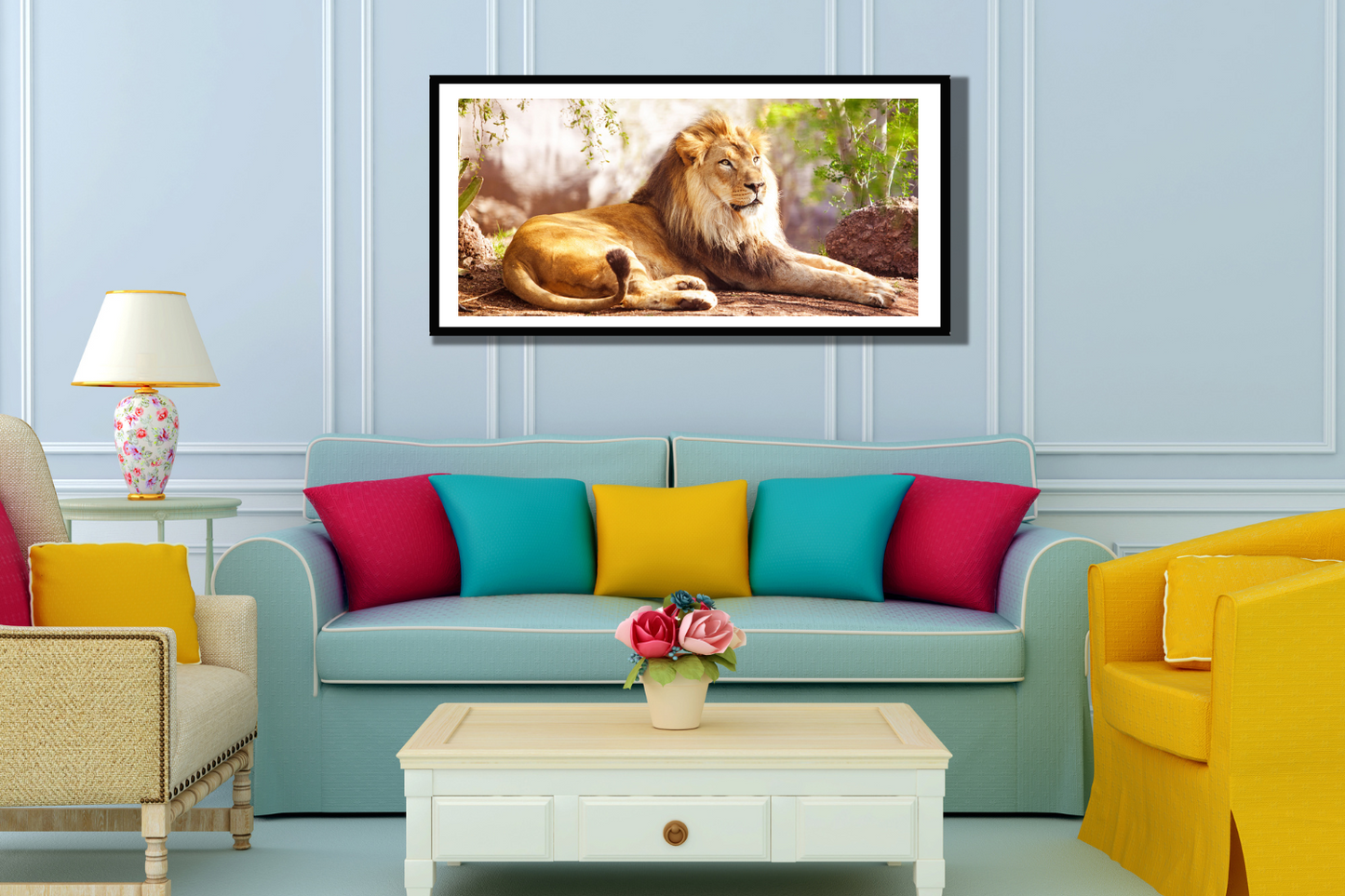 lion framed canvas picture