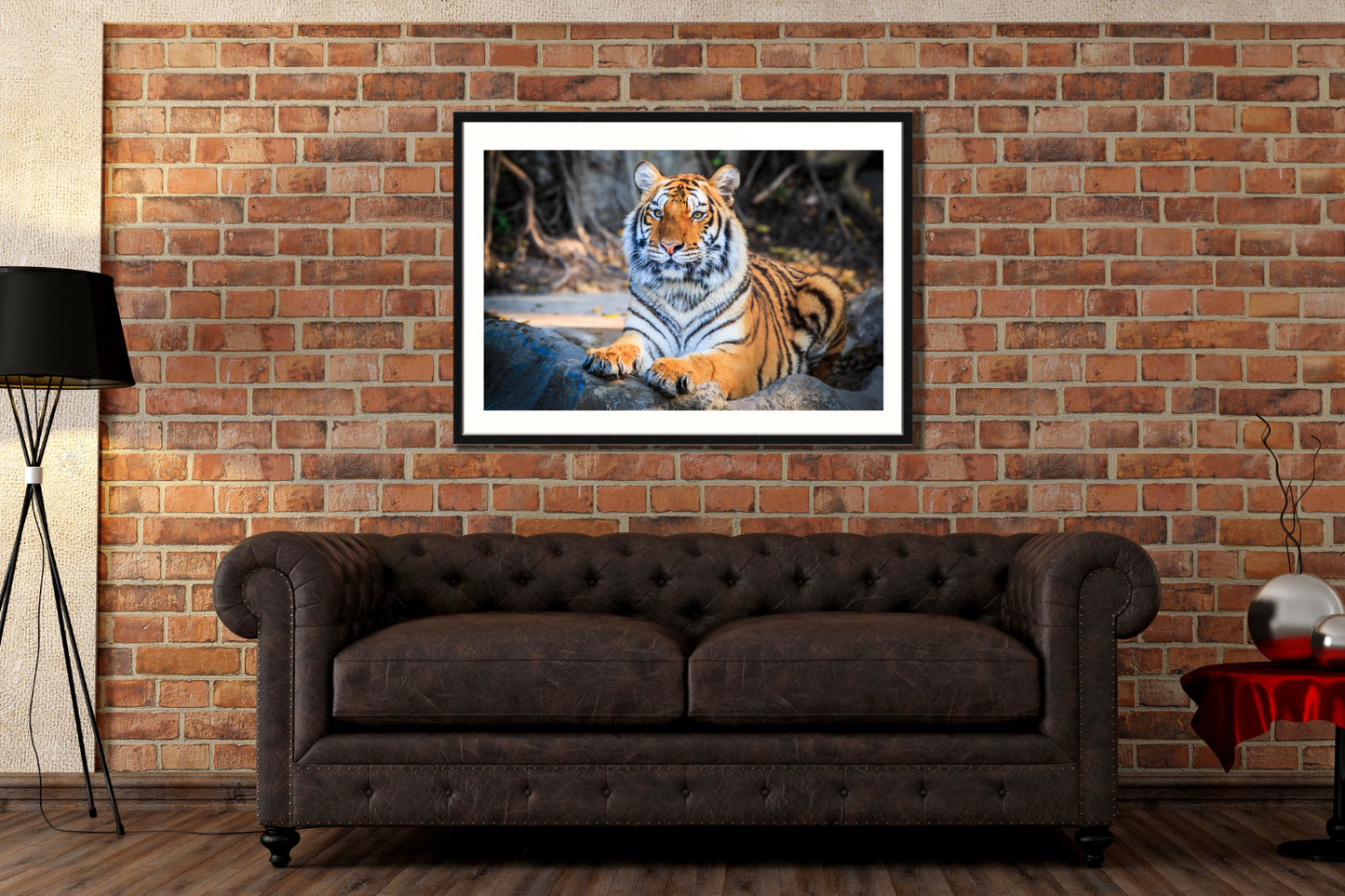 Framed canvas wall art tiger